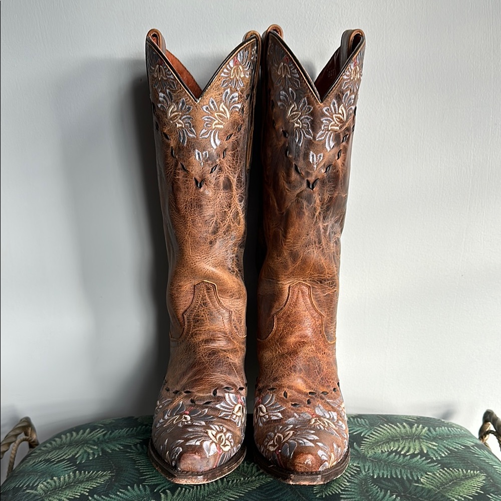 Dan Post Brown Embroidered Heeled Boots
